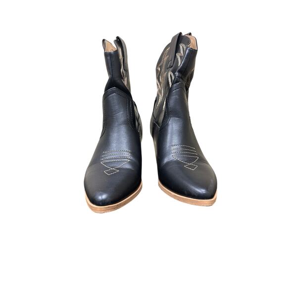 Soda Size 9 Cowgirl Western Embroidered Ankle Boots Bootie Pointed Toe Black - Picture 7 of 13